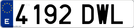 Ejemplo de matrícula de coche ordinaria 4192 DWL