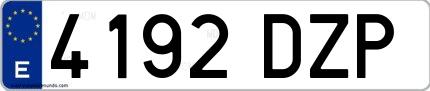 Ejemplo de matrícula española 4192 DZP