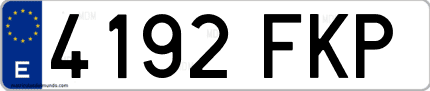 Ejemplo de matrícula de coche ordinaria 4192 FKP