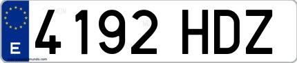 Ejemplo de matrícula española 4192 HDZ