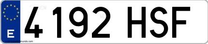Ejemplo de matrícula española 4192 HSF