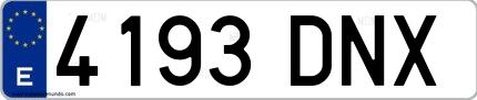 Ejemplo de matrícula española 4193 DNX