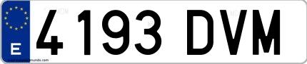 Ejemplo de matrícula española 4193 DVM