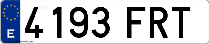 Ejemplo de matrícula de coche ordinaria 4193 FRT
