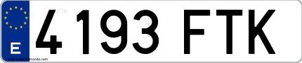 Ejemplo de matrícula española 4193 FTK