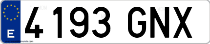 Ejemplo de matrícula de coche ordinaria 4193 GNX