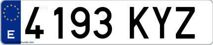 Ejemplo de matrícula de coche ordinaria 4193 KYZ