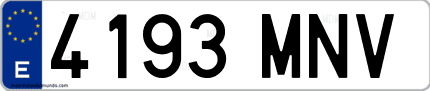 Ejemplo de matrícula de coche ordinaria 4193 MNV