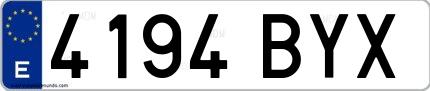 Ejemplo de matrícula española 4194 BYX