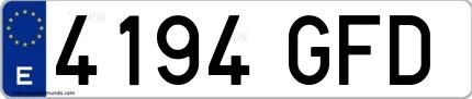 Ejemplo de matrícula española 4194 GFD