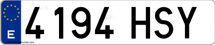 Ejemplo de matrícula de coche ordinaria 4194 HSY