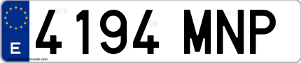 Ejemplo de matrícula de coche ordinaria 4194 MNP