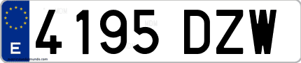 Ejemplo de matrícula de coche ordinaria 4195 DZW