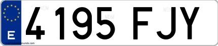 Ejemplo de matrícula española 4195 FJY