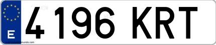 Ejemplo de matrícula española 4196 KRT