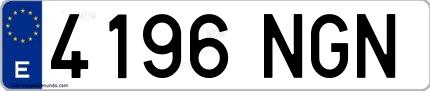 Ejemplo de matrícula española 4196 NGN