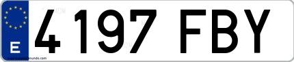 Ejemplo de matrícula española 4197 FBY