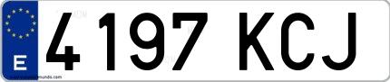 Ejemplo de matrícula española 4197 KCJ