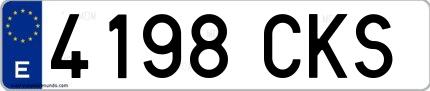 Ejemplo de matrícula de coche ordinaria 4198 CKS