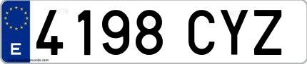 Ejemplo de matrícula española 4198 CYZ