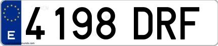 Ejemplo de matrícula española 4198 DRF