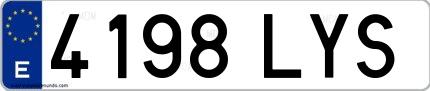 Ejemplo de matrícula española 4198 LYS