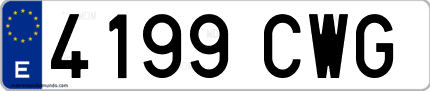 Ejemplo de matrícula de coche ordinaria 4199 CWG