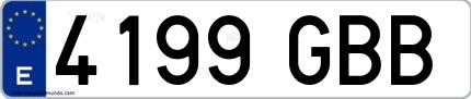 Ejemplo de matrícula española 4199 GBB