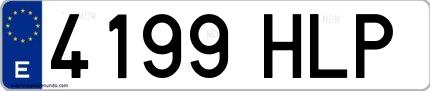 Ejemplo de matrícula española 4199 HLP
