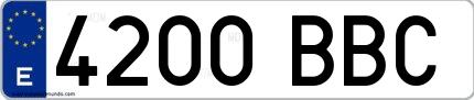 Ejemplo de matrícula española 4200 BBC