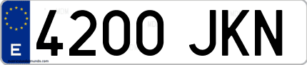 Ejemplo de matrícula de coche ordinaria 4200 JKN