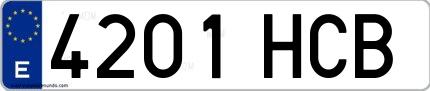 Ejemplo de matrícula española 4201 HCB