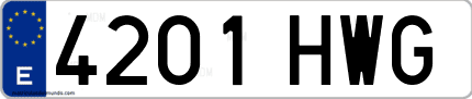 Ejemplo de matrícula de coche ordinaria 4201 HWG
