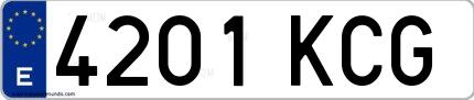 Ejemplo de matrícula española 4201 KCG