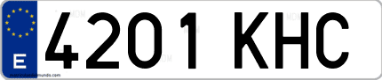 Ejemplo de matrícula de coche ordinaria 4201 KHC