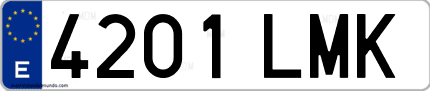 Ejemplo de matrícula de coche ordinaria 4201 LMK