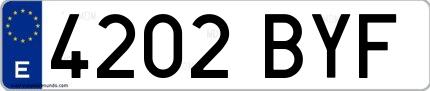 Ejemplo de matrícula española 4202 BYF