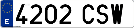 Ejemplo de matrícula de coche ordinaria 4202 CSW