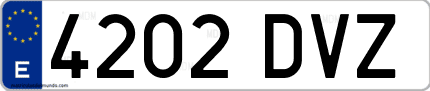 Ejemplo de matrícula de coche ordinaria 4202 DVZ