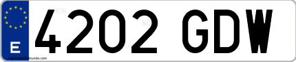 Ejemplo de matrícula de coche ordinaria 4202 GDW