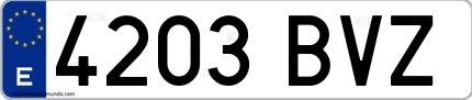 Ejemplo de matrícula española 4203 BVZ