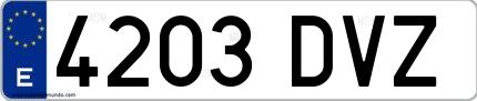 Ejemplo de matrícula española 4203 DVZ