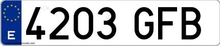 Ejemplo de matrícula española 4203 GFB