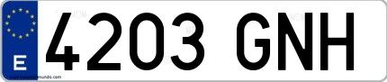 Ejemplo de matrícula española 4203 GNH