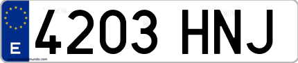 Ejemplo de matrícula de coche ordinaria 4203 HNJ