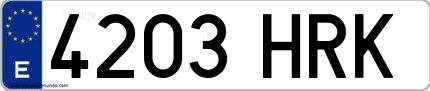 Ejemplo de matrícula española 4203 HRK