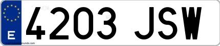Ejemplo de matrícula de coche ordinaria 4203 JSW