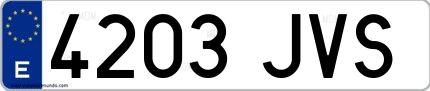 Ejemplo de matrícula española 4203 JVS