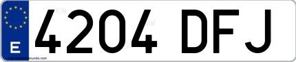 Ejemplo de matrícula española 4204 DFJ