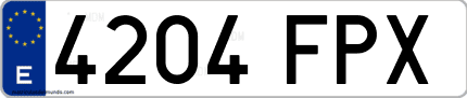 Ejemplo de matrícula de coche ordinaria 4204 FPX